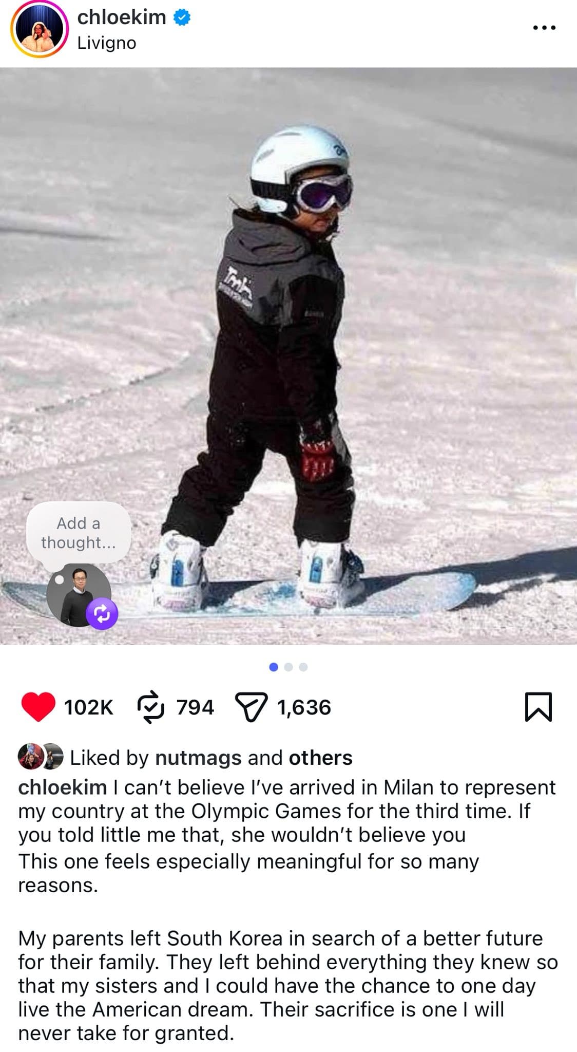 스노우보드 하프파이프 올림픽 2연패 금메달리스트 클로이 킴